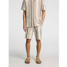 Herre - Stribede Tøj Selected Stribet Bomuld Shorts - Sand
