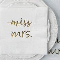 White Plates, Cups & Cutlery Shein Disposable White Color Foil Stamped Bachelorette Party Wedding Paper Napkins 16pcs