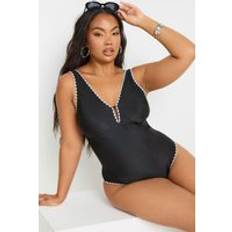 Swimsuits Yours Blanket Stitch Plunge Swimsuit - Black