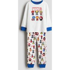 H&M Printed Cotton Jersey Pyjamas - White