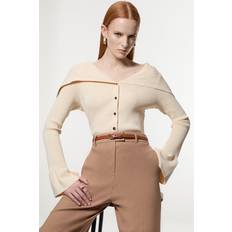 Karen Millen Cardigans Karen Millen Premium Yarn Wide Collar Knitted Cardigan - Ivory