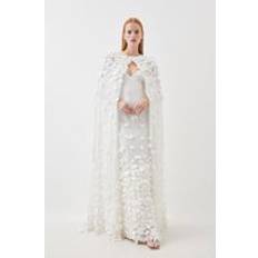 Karen Millen Capes & Ponchos Karen Millen Petite Crystal Applique Woven Maxi Cape - Ivory