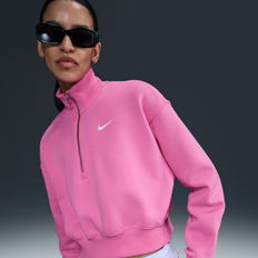 Nike Pink Jumpers Nike Phoenix Fleece 1/4-Zip Cropped Sweatshirt - Pink