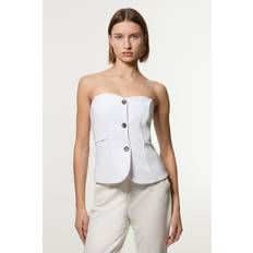 Karen Millen Vests Karen Millen Tailored Contrast Tipped Stitch Detail Bandeau Waistcoat - Ivory