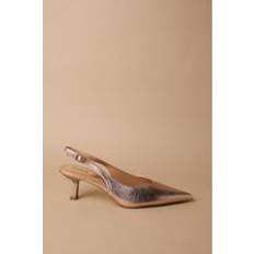 Oasis Dolly Metallic Textured Kitten Heel Slingback Heeled Shoes - Gold