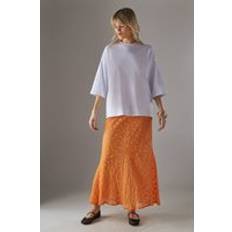 Orange Skirts Warehouse Womens Sheer Lace Fishtail Maxi Skirt - Orange