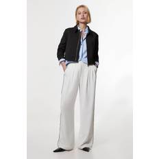 Karen Millen Trousers Karen Millen Petite Soft Tailored Contrast Tipped Wide Leg Trouser - Ivory