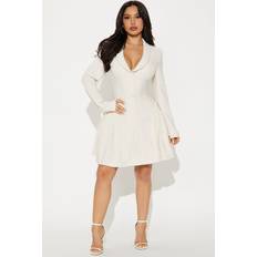 Pleated Blazer Mini Dress - Cream