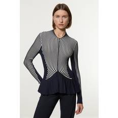 Karen Millen Jackets Karen Millen Stripe Zip Through Knitted Jacket - Navy