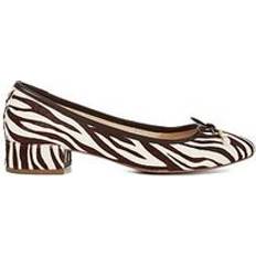 Dune London White Low Shoes Dune London Amazing Block Heel Ballerina - Zebra/Black/White