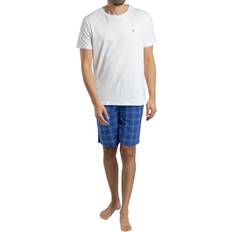 Cotton - Men Sleepwear Tommy Hilfiger Woven Print Short Pyjama Set - White/Grid Plaid