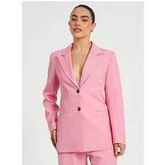 Orange Blazers Quiz Coral Petite Woven Long Sleeve Blazer - Orange