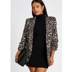 Leopard Blazers Quiz Petite Leopard Print Blazer - Brown