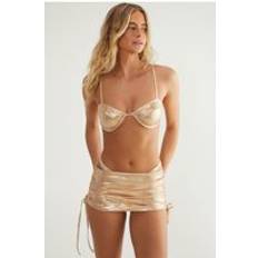 Gold Bikini Sets Nasty Gal Metallic Snake Underwire Skirt 3pc Bikini Set - Gold