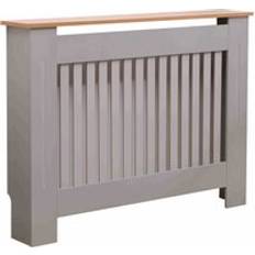 Oypla Medium Wooden Slatted Grill Radiator Cover Cabinet Grey One Size