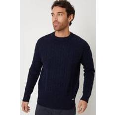 Threadbare Monton Raglan Sleeve Cable Knit Crew Neck Jumper - Navy