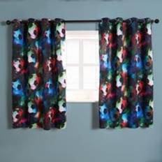 OHS Blackout Eyelet Curtains Football Panel Pair of Ring Top 117cm width x 183cm Drop