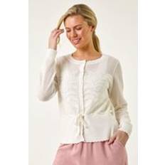 Florals Cardigans Roman Floral Button Up Cardigan - White