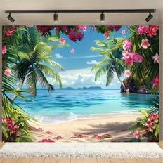 Photo Backgrounds Shein Hawaiian Beach Background Tropical Floral Palm Design