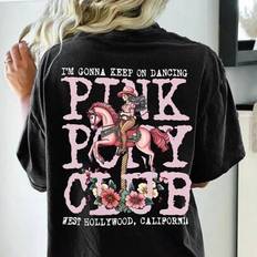 Shein Comfortable Color Pink Pony Club Shirt - Pink