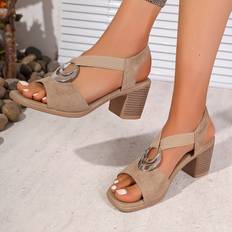 Heeled Sandals Temu Summer Fashion Women's High-heeled Sandals - Chunky Mid-heel