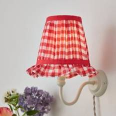 Red Shades Dunelm Carys Frilled Gingham Lamp - Red Shade