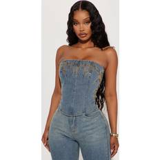 Corsets Wild West Embellished Denim Corset Top - Light Wash