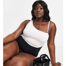 Vero Moda Women Swimsuits Vero Moda Curve One Shoulder Colourblock Swimsuit - Black/White