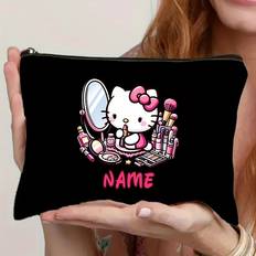 Polyester Cosmetic Bags Temu Custom Hello Kitty Makeup Bag - Black/Polyester