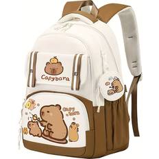 Polyester School Bags Temu Capybara Casual Backpack - Lightweight Polyester