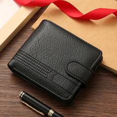 Temu Men's Leather Wallet With Zipper And Snap Closure - Coin Purse