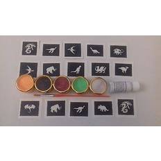 Body Makeup Dazzle Glitter Tattoos Dinosaur Dragon Mini Small Themed Tattoo Set - Colors