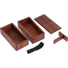 Wood Food Containers Konnwei Rectangular Stackable 2 Layer Lunch Box Food Container