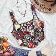 Shein Damen Taillierte Kurze Strick-Muster-Tank Top - Frühling/Sommer Urlaub