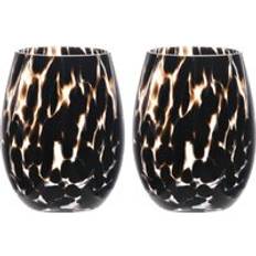 Black Tumblers Hestia Dark Brown Tortoise Shell Glass Set of 2 Tumbler