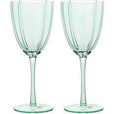 Green Wine Glasses Hestia Scallop Set Of 2 Green Wine Glass