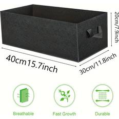 Temu 3-Pack Grow Bags Heavy Duty 300g Thickened Nonwoven Fabric Raised Garden Bed Square Flower Planter Containers For Onion 40x30x20cm