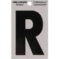Facade Numbers Hillman 3 in Reflective Black Mylar Self-Adhesive Letter R 1 pc Pack of 6