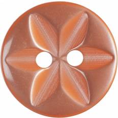 Buttons Hemline Round Floral Buttons Orange Pack of 6