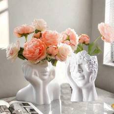 Shein White Resin Female Head And Bust Vase Vase