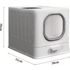 Temu Large Cat Litter Box Pet Toilet Enclosed Drawer Tray 51 x 38 x 39 cm Grey