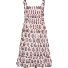 Pink Nightgowns Mango Kids Printed Shirred Strappy Dress - Pink