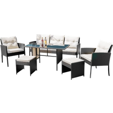 Swing & Harmony Seating Black Outdoor Lounge Set, 1 Table incl. 2 Chairs & 1 Sofas
