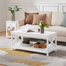 Temu Yaheetech Cm Long Wooden With Storage Shelf Coffee Table