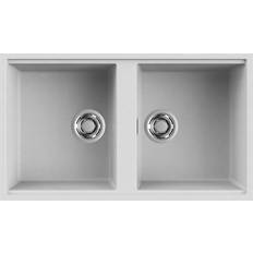 Lavelli di dimensioni standard Elleci Lavello Best 450 83 x 48 2 Vasche Titano 68 Sottotopiano Bianco LGB45068BSO