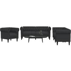 vidaXL Soffgrupp 3 Delar Svart Tyg Soffa 201.5cm 3st