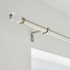 Dunelm Teardrop Extendable Metal Curtain Pole - Satin Steel 120cm