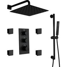Shower Systems Casainc Matte Black 12-Inches Built-In Shower Faucet System