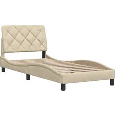 vidaXL Uden Madras 90x200 cm Stof Cremefarvet Sengeramme 95x218cm