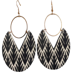 Shein 1pair Fashionable Wooden Leaf Shaped Earrings For Women